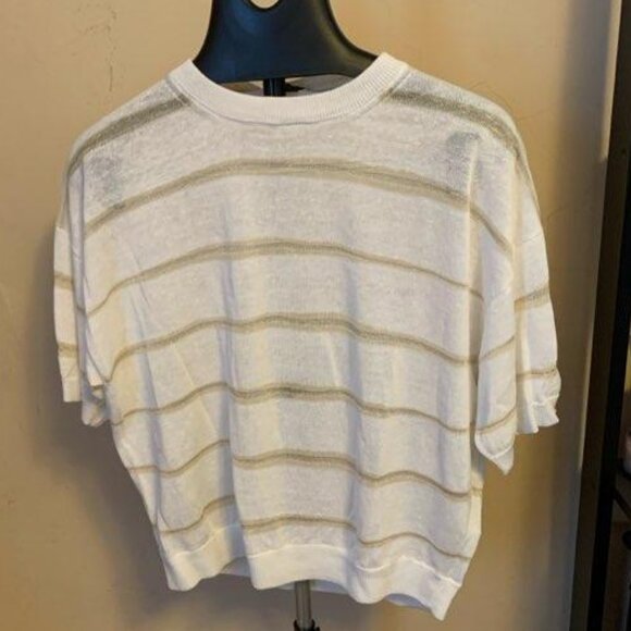 Peserico  shimmer striped crewneck knit sweater - Picture 1 of 9